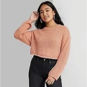 Wild Fable Open Knit Cropped Pullover Sweater Copper Size L